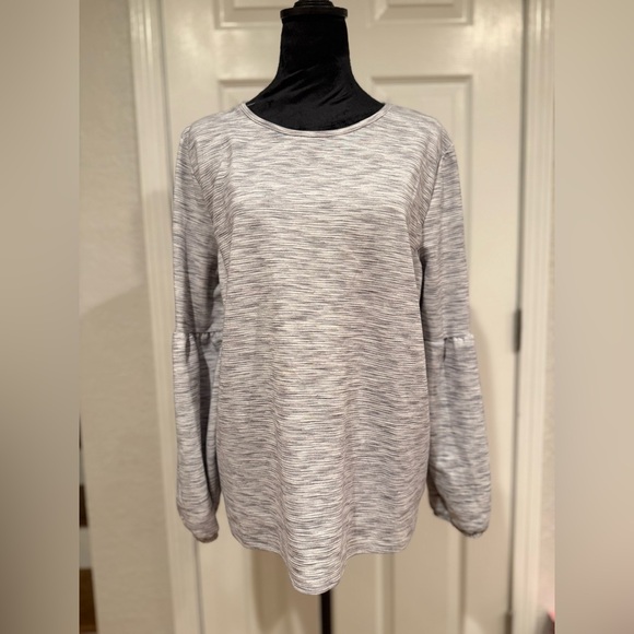 Pebble and Stone Gray Long-Sleeve Crew Neck Top with Elastic Cuff Sleeve Size XL - Picture 1 of 8